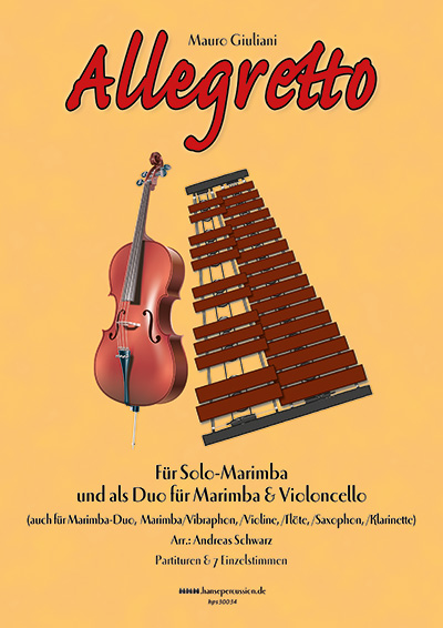 Allegretto von Mauro Giuliani für Marimba/Cello-Duo und Marimba Solo